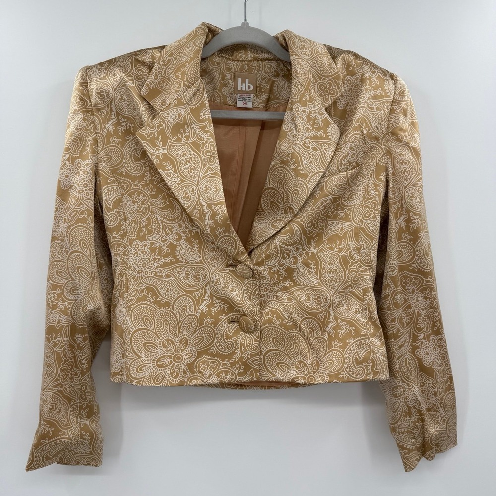 Women's  HB‎ 100% SILK PAISLEY CROP BLAZER SIZE 4